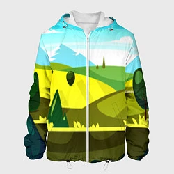 Куртка с капюшоном мужская Летние поля, цвет: 3D-белый
