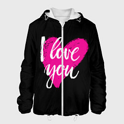 Куртка с капюшоном мужская Valentines Day, I Iove you, цвет: 3D-белый