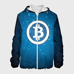 Куртка с капюшоном мужская Bitcoin Blue, цвет: 3D-белый