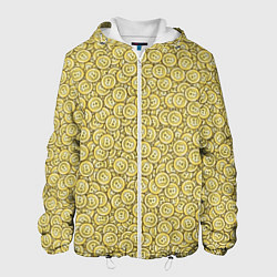 Куртка с капюшоном мужская Bitcoins Coins, цвет: 3D-белый