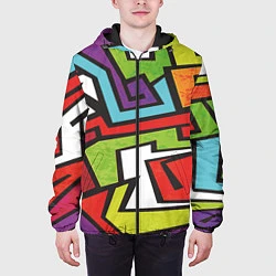 Куртка с капюшоном мужская Цветные граффити, цвет: 3D-черный — фото 2