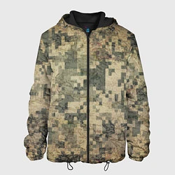 Куртка с капюшоном мужская Камуфляж пиксельный: хаки, цвет: 3D-черный