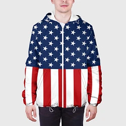 Куртка с капюшоном мужская Флаг США, цвет: 3D-белый — фото 2
