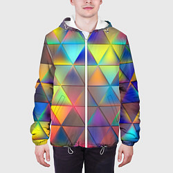 Куртка с капюшоном мужская Разноцветные треугольники, цвет: 3D-белый — фото 2