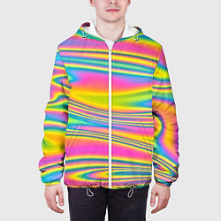 Куртка с капюшоном мужская Абстрактные разводы цвета, цвет: 3D-белый — фото 2