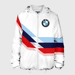 Куртка с капюшоном мужская BMW БМВ WHITE, цвет: 3D-белый
