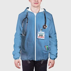 Куртка с капюшоном мужская Костюм врача, цвет: 3D-белый — фото 2