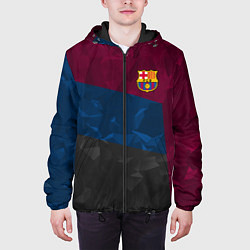 Куртка с капюшоном мужская FC Barcelona: Dark polygons цвета 3D-черный — фото 2