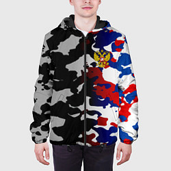 Куртка с капюшоном мужская РФ Милитари: Выгорание, цвет: 3D-черный — фото 2