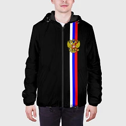Куртка с капюшоном мужская Лента с гербом России, цвет: 3D-черный — фото 2