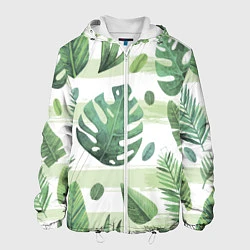 Куртка с капюшоном мужская Тропические джунгли, цвет: 3D-белый