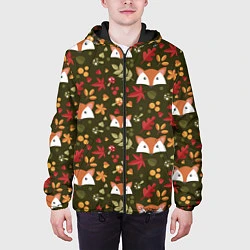 Куртка с капюшоном мужская Осенние лисички, цвет: 3D-черный — фото 2