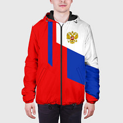 Куртка с капюшоном мужская Russia: Geometry Tricolor, цвет: 3D-черный — фото 2