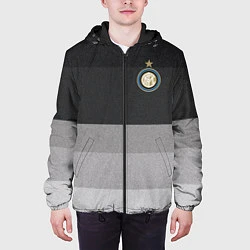 Куртка с капюшоном мужская ФК Интер: Серый стиль, цвет: 3D-черный — фото 2