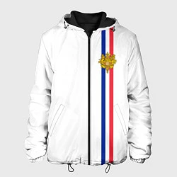 Куртка с капюшоном мужская Франция: лента с гербом, цвет: 3D-черный
