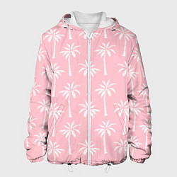 Куртка с капюшоном мужская Розовые тропики, цвет: 3D-белый