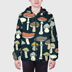 Куртка с капюшоном мужская Грибной лес, цвет: 3D-черный — фото 2
