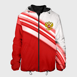 Куртка с капюшоном мужская Россия: красная волна, цвет: 3D-черный