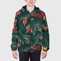 Куртка с капюшоном мужская Зеленые тропики, цвет: 3D-черный — фото 2