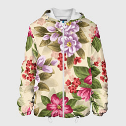 Куртка с капюшоном мужская Цветочный мотив, цвет: 3D-белый