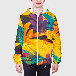 Куртка с капюшоном мужская Солнечные тропики, цвет: 3D-белый — фото 2