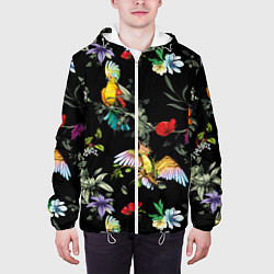 Куртка с капюшоном мужская Попугаи, цвет: 3D-белый — фото 2