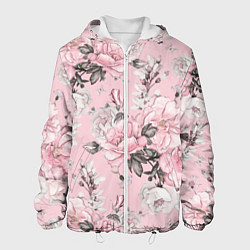 Куртка с капюшоном мужская Розовые розы, цвет: 3D-белый