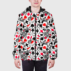 Куртка с капюшоном мужская Игральные карты - тузы, цвет: 3D-черный — фото 2