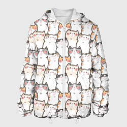 Куртка с капюшоном мужская Кошки котики коты, цвет: 3D-белый