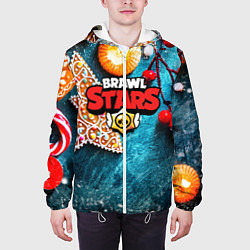 Куртка с капюшоном мужская Brawl Stars новогодний, цвет: 3D-белый — фото 2