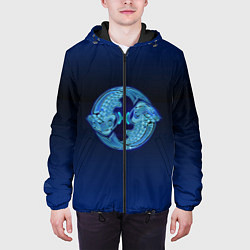 Куртка с капюшоном мужская Знаки Зодиака Рыбы, цвет: 3D-черный — фото 2