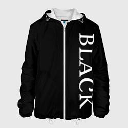 Куртка с капюшоном мужская Чёрная футболка с текстом, цвет: 3D-белый