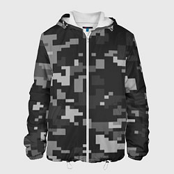 Куртка с капюшоном мужская Пиксельный камуфляж, цвет: 3D-белый