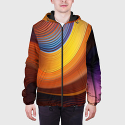 Куртка с капюшоном мужская Плавные Линии, цвет: 3D-черный — фото 2