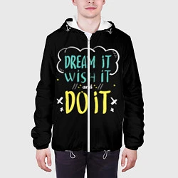 Куртка с капюшоном мужская Мечтай Желай Делай, цвет: 3D-белый — фото 2