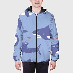 Куртка с капюшоном мужская Акулий косяк, цвет: 3D-черный — фото 2