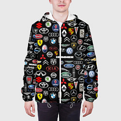 Куртка с капюшоном мужская ЛОГОТИПЫ АВТО БРЕНДОВ, цвет: 3D-белый — фото 2