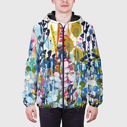 Куртка с капюшоном мужская Watercolor Flowers, цвет: 3D-черный — фото 2