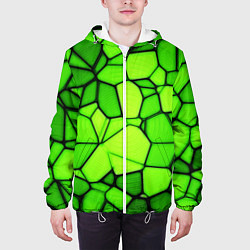 Куртка с капюшоном мужская Зеленая мозаика, цвет: 3D-белый — фото 2