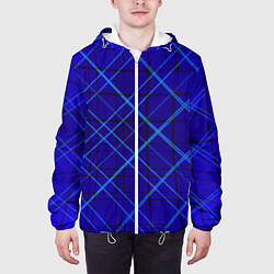 Куртка с капюшоном мужская Сине-черная геометрия 3D, цвет: 3D-белый — фото 2