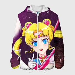Куртка с капюшоном мужская Sailor Moon, цвет: 3D-белый