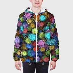 Куртка с капюшоном мужская Разноцветные вирусы, цвет: 3D-белый — фото 2