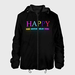 Куртка с капюшоном мужская HAPPY, цвет: 3D-черный