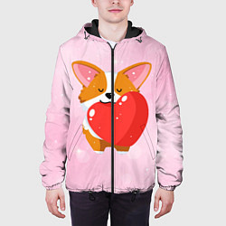 Куртка с капюшоном мужская Милый корги, цвет: 3D-черный — фото 2