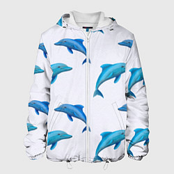 Куртка с капюшоном мужская Рай для дельфина, цвет: 3D-белый