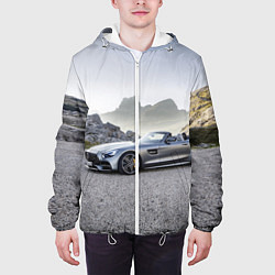 Куртка с капюшоном мужская Mercedes V8 Biturbo, цвет: 3D-белый — фото 2