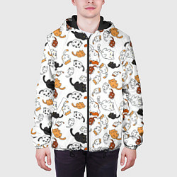 Куртка с капюшоном мужская Котики, цвет: 3D-черный — фото 2