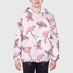 Куртка с капюшоном мужская Розовый фламинго, цвет: 3D-белый — фото 2