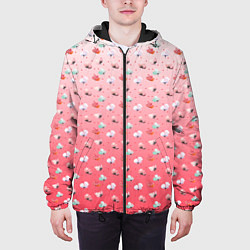 Куртка с капюшоном мужская Пижамный цветочек, цвет: 3D-черный — фото 2