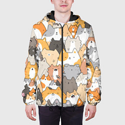 Куртка с капюшоном мужская Кошачья стая, цвет: 3D-черный — фото 2